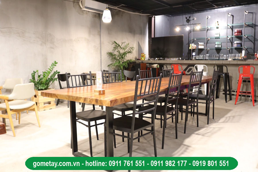 bàn ghế cafe gỗ tự nhiên nguyên tấm