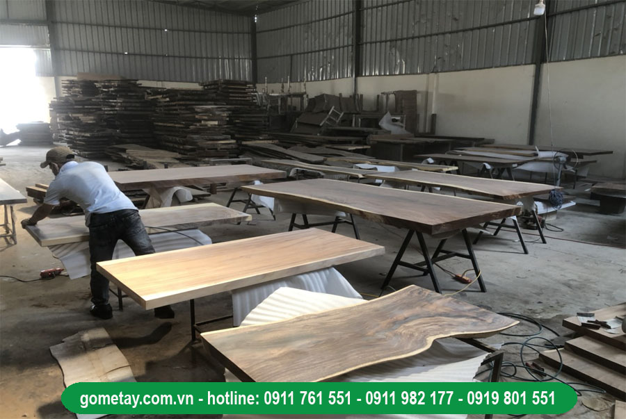 mặt bàn gỗ me tây nguyên tấm chích hợp phòng bếp 02