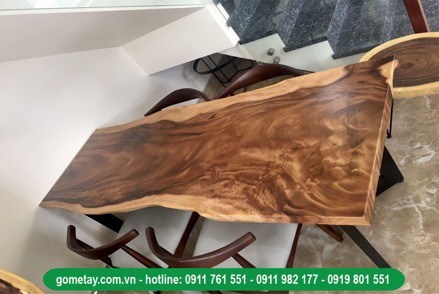 mặt bàn gỗ me tây nguyên tấm chích hợp phòng bếp